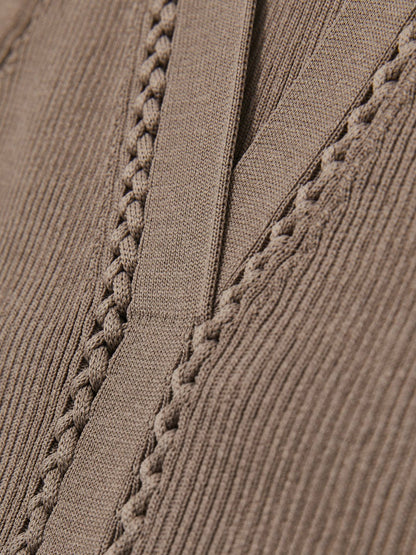Reiss Craft-Stitch Rib-Knit Vest in Mink