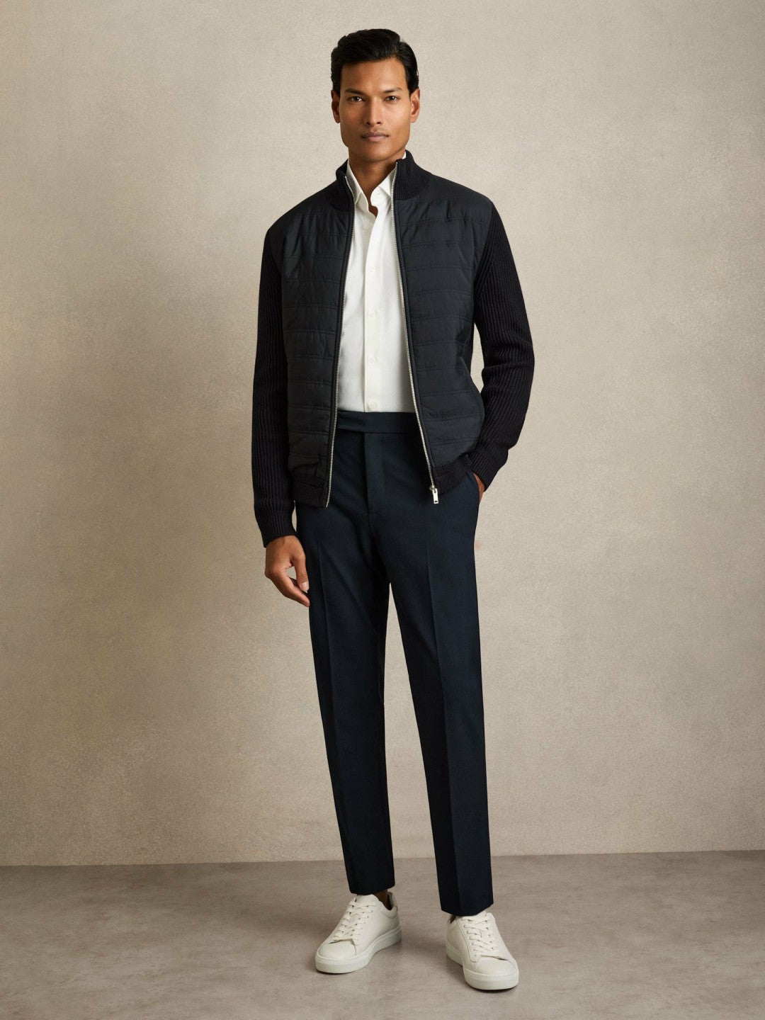 Reiss Slim-Fit Internal-Drawstring Trousers in Navy