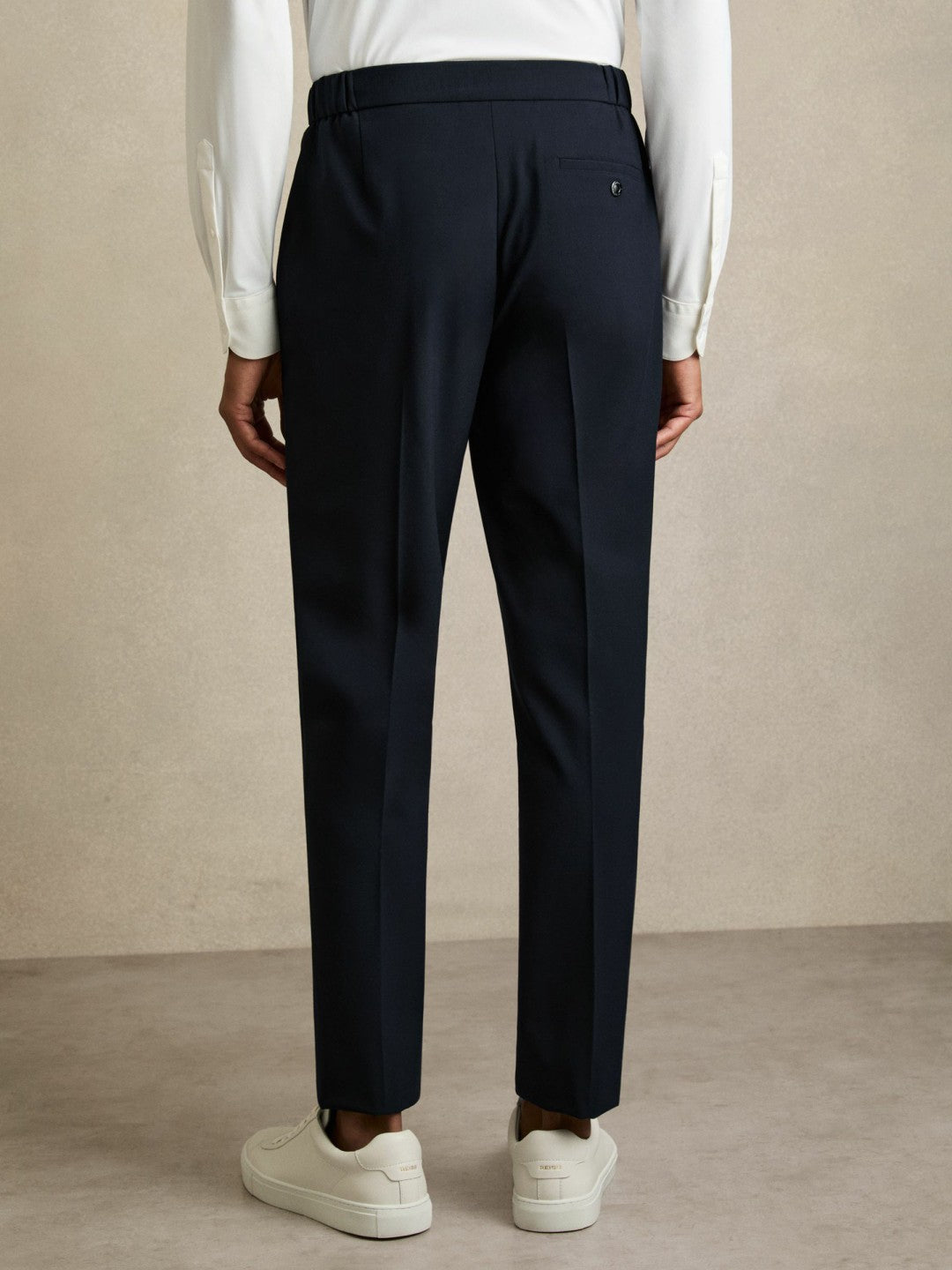 Reiss Slim-Fit Internal-Drawstring Trousers in Navy