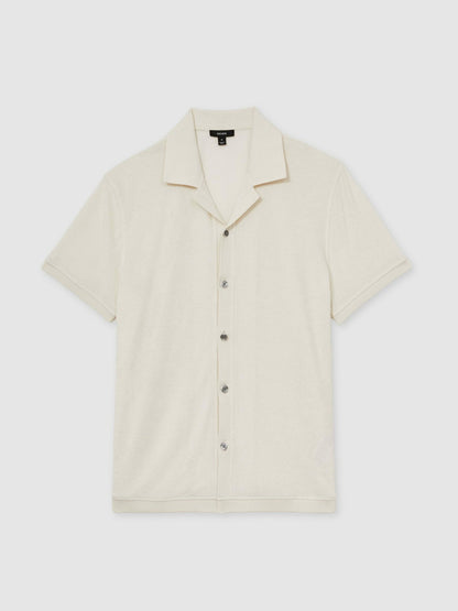 Reiss Cotton Blend Towelling Shirt in White