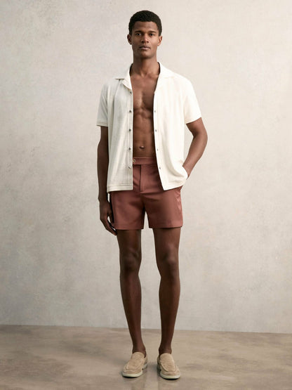 Reiss Cotton Blend Towelling Shirt in White