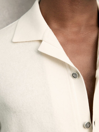 Reiss Cotton Blend Towelling Shirt in White