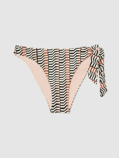 Reiss Chevron-Stripe Bikini Bottoms in Black/Brown