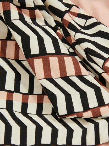 Reiss Chevron-Stripe Bikini Bottoms in Black/Brown
