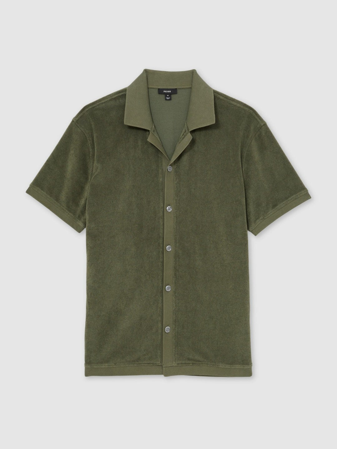 Reiss Cotton Blend Towelling Shirt in Green