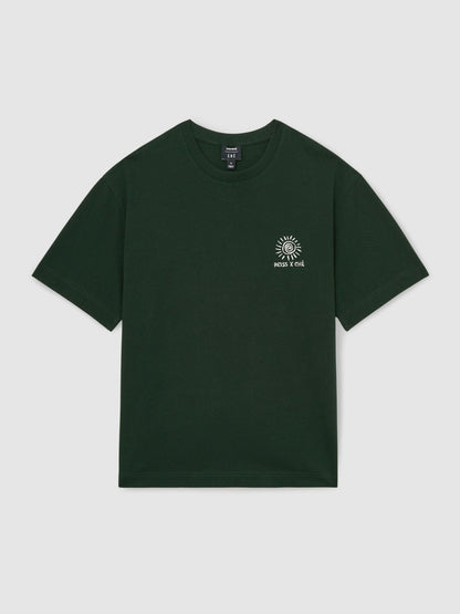 Reiss | Ché Cotton Palm-Tree T-Shirt in Green