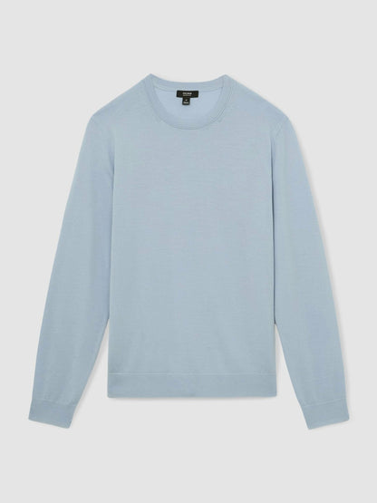 Reiss Merino Wool Crew Neck Jumper in Soft Blue