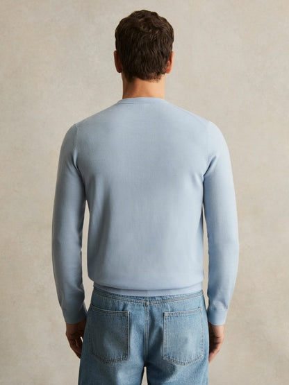 Reiss Merino Wool Crew Neck Jumper in Soft Blue