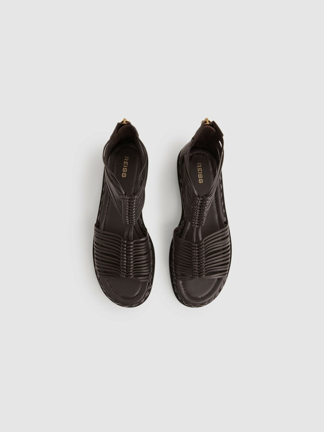 Reiss Leather Gladiator Sandals in Chocolate