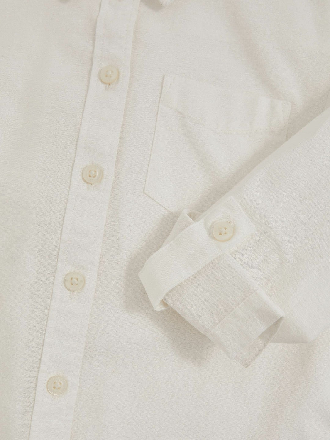 Reiss 13-14 yrs Linen Roll-Cuff Shirt in Ivory