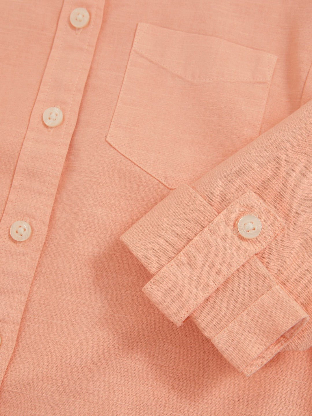 Reiss 9-13 yrs Linen Roll-Cuff Shirt in Peach