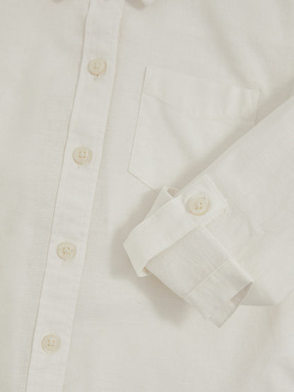 Reiss 9-13 yrs Linen Roll-Cuff Shirt in Ivory