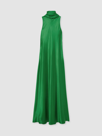 Reiss Petite Satin Cape Maxi Dress in Green