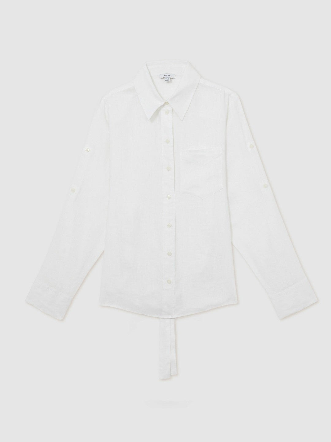 Reiss Linen Tie-Back Shirt in White