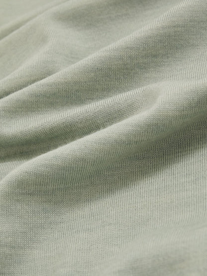Reiss Merino Wool Open Collar Polo Shirt in Sage Green Melange