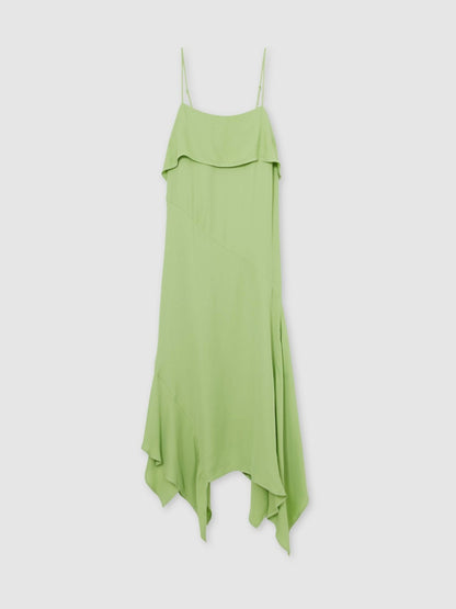 Reiss Ruffle-Detail Midi Dress in Green