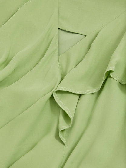 Reiss Ruffle-Detail Midi Dress in Green