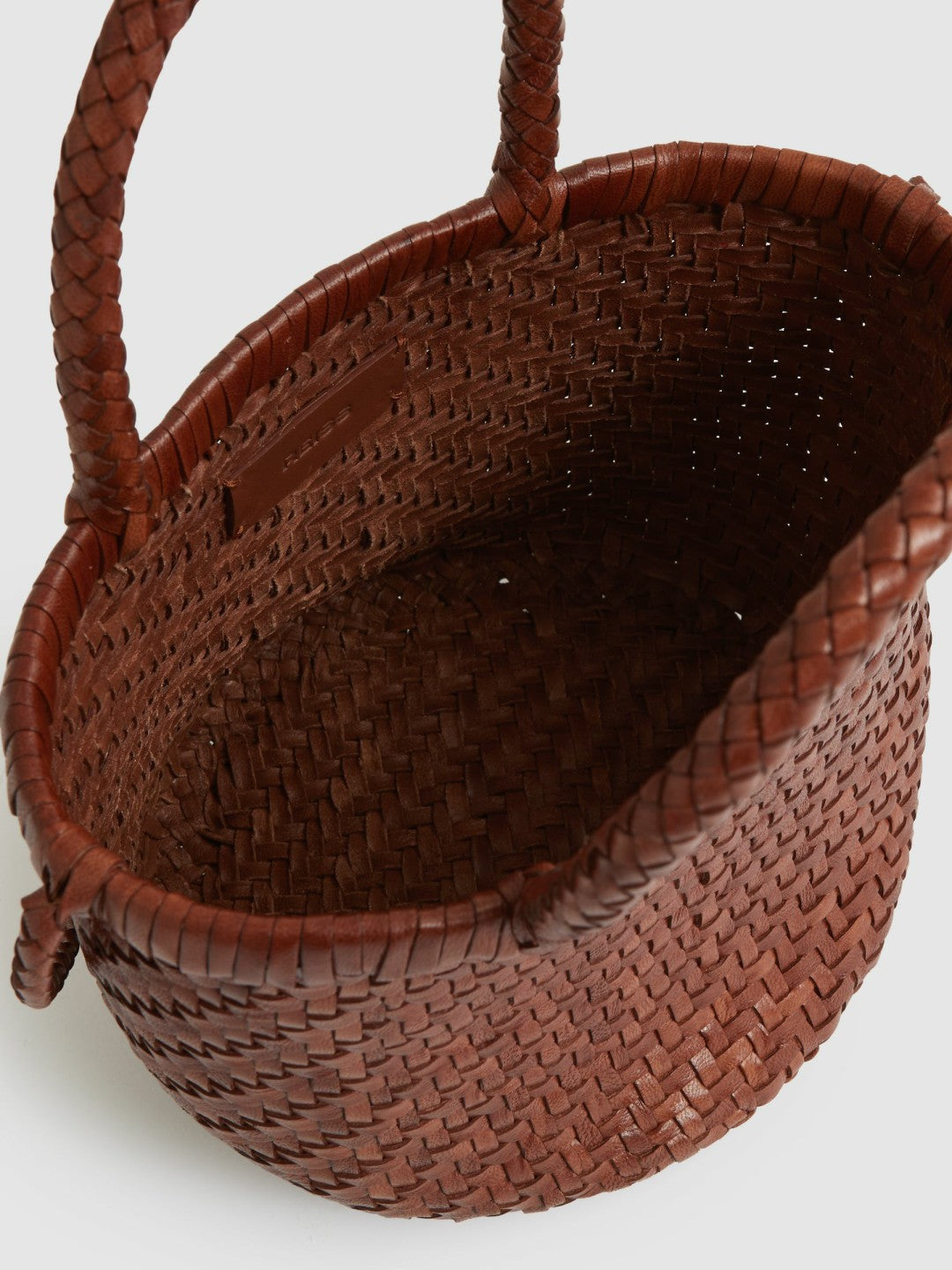 Reiss Leather Woven Mini Tote Bag in Tan