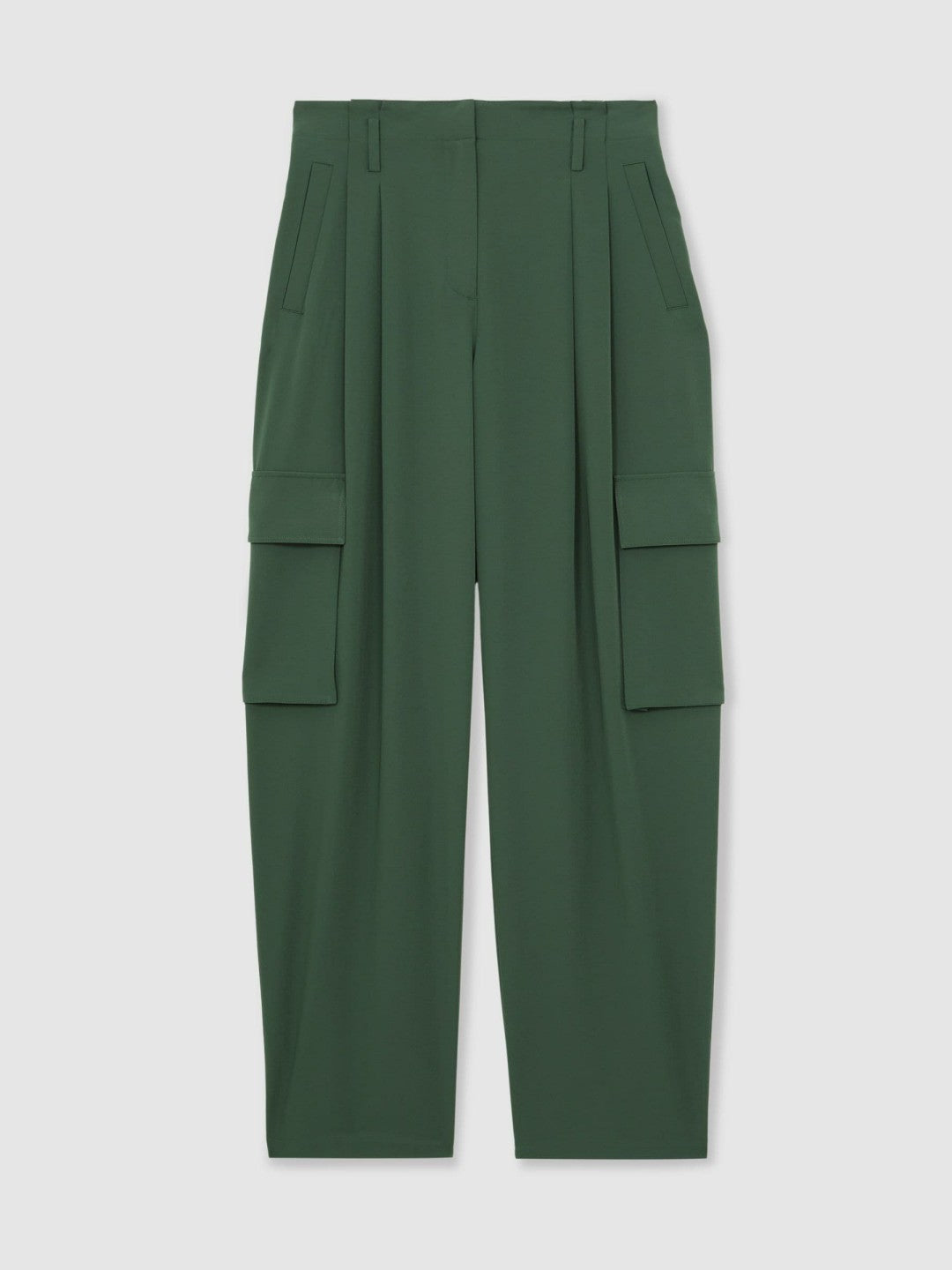 Reiss Wide-Leg Pleated Cargo Trousers in Green