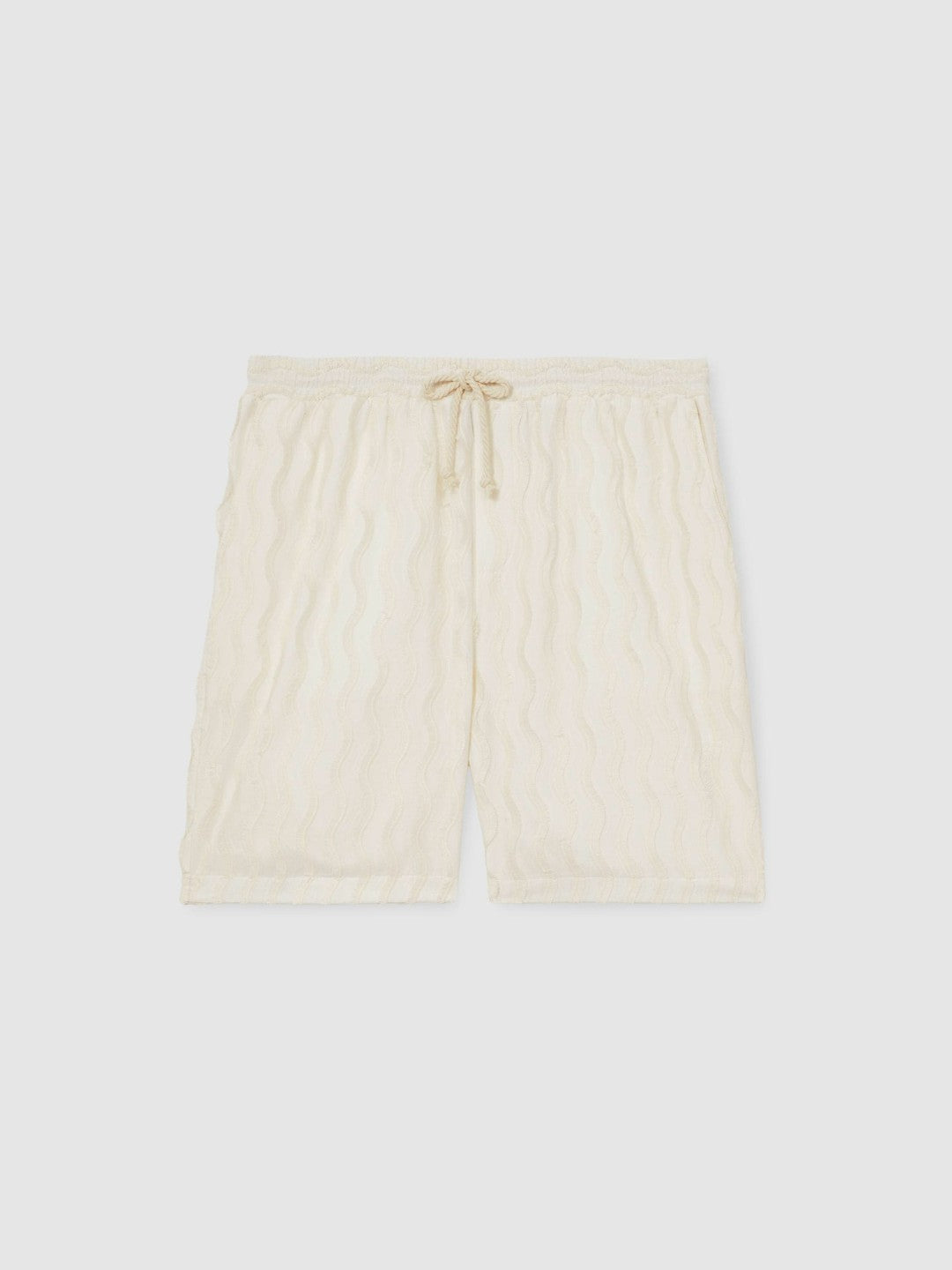 Reiss | Ché Fringed-Wave Shorts in Off White