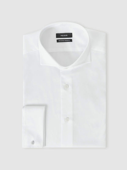 Reiss Double-Cuff Two-Fold Cotton Shirt in White