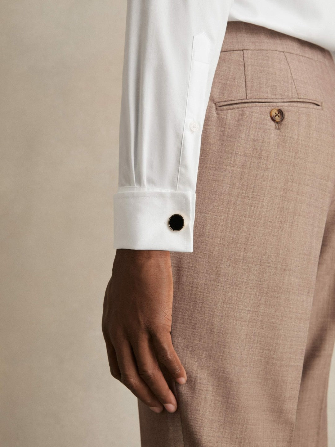Reiss Double-Cuff Two-Fold Cotton Shirt in White