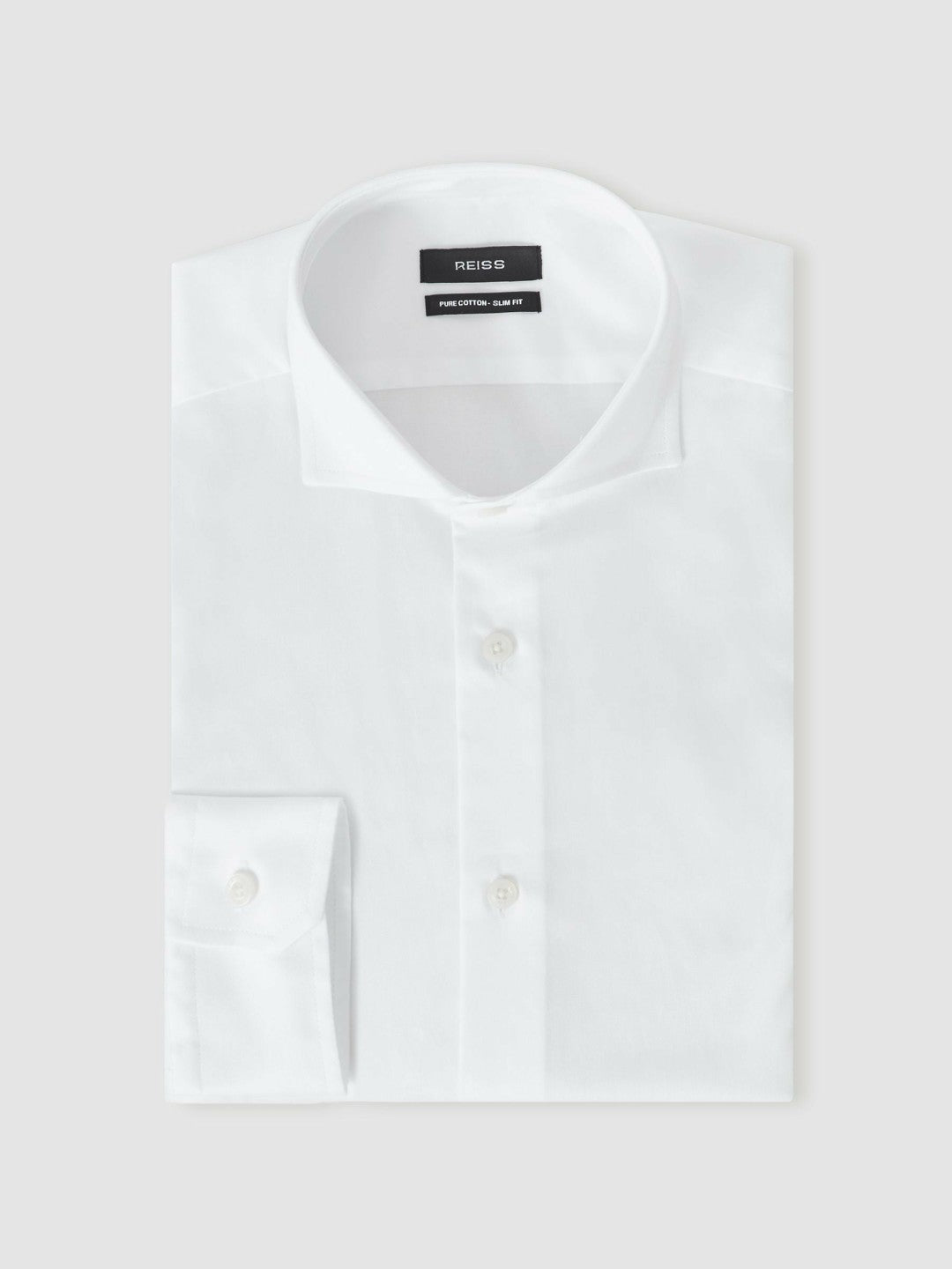 Reiss Regular Fit Slim-Fit Cotton Double-Cuff Shirt in White