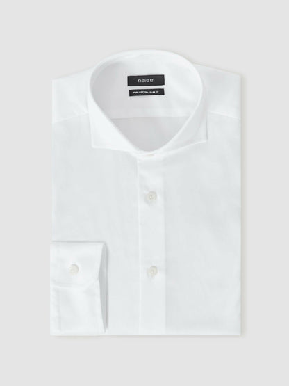 Reiss Regular Fit Slim-Fit Cotton Double-Cuff Shirt in White