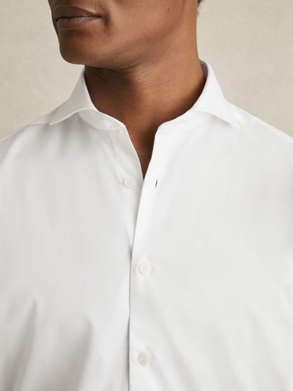 Reiss Regular Fit Slim-Fit Cotton Double-Cuff Shirt in White