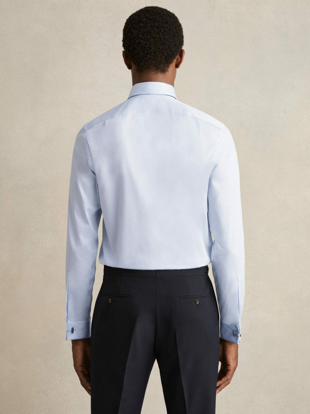 Reiss Regular Fit Slim-Fit Cotton Double-Cuff Shirt in Soft Blue