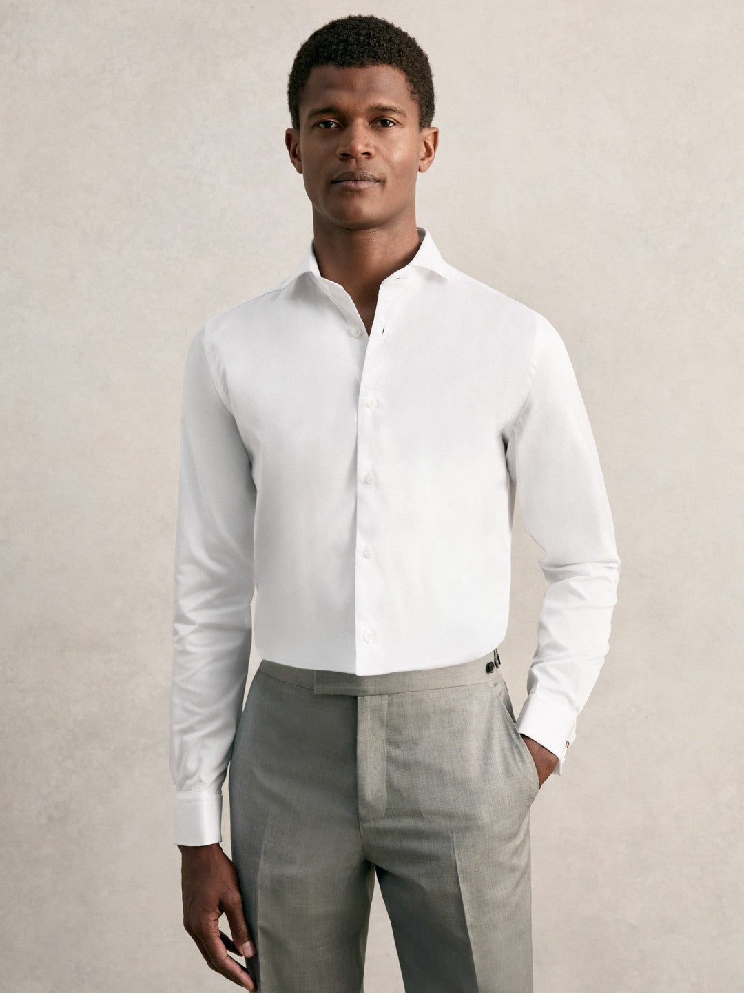 Reiss Slim Fit Slim-Fit Cotton Double-Cuff Shirt in White
