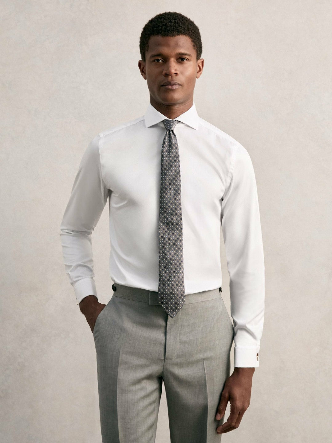 Reiss Slim Fit Slim-Fit Cotton Double-Cuff Shirt in White