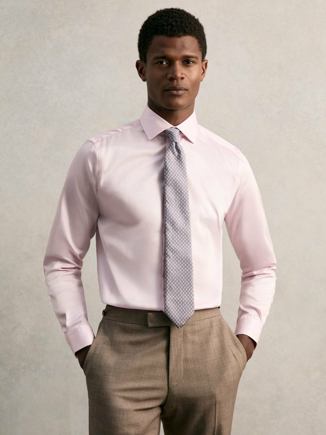 Reiss Regular Fit Cotton Sateen Shirt in Pink