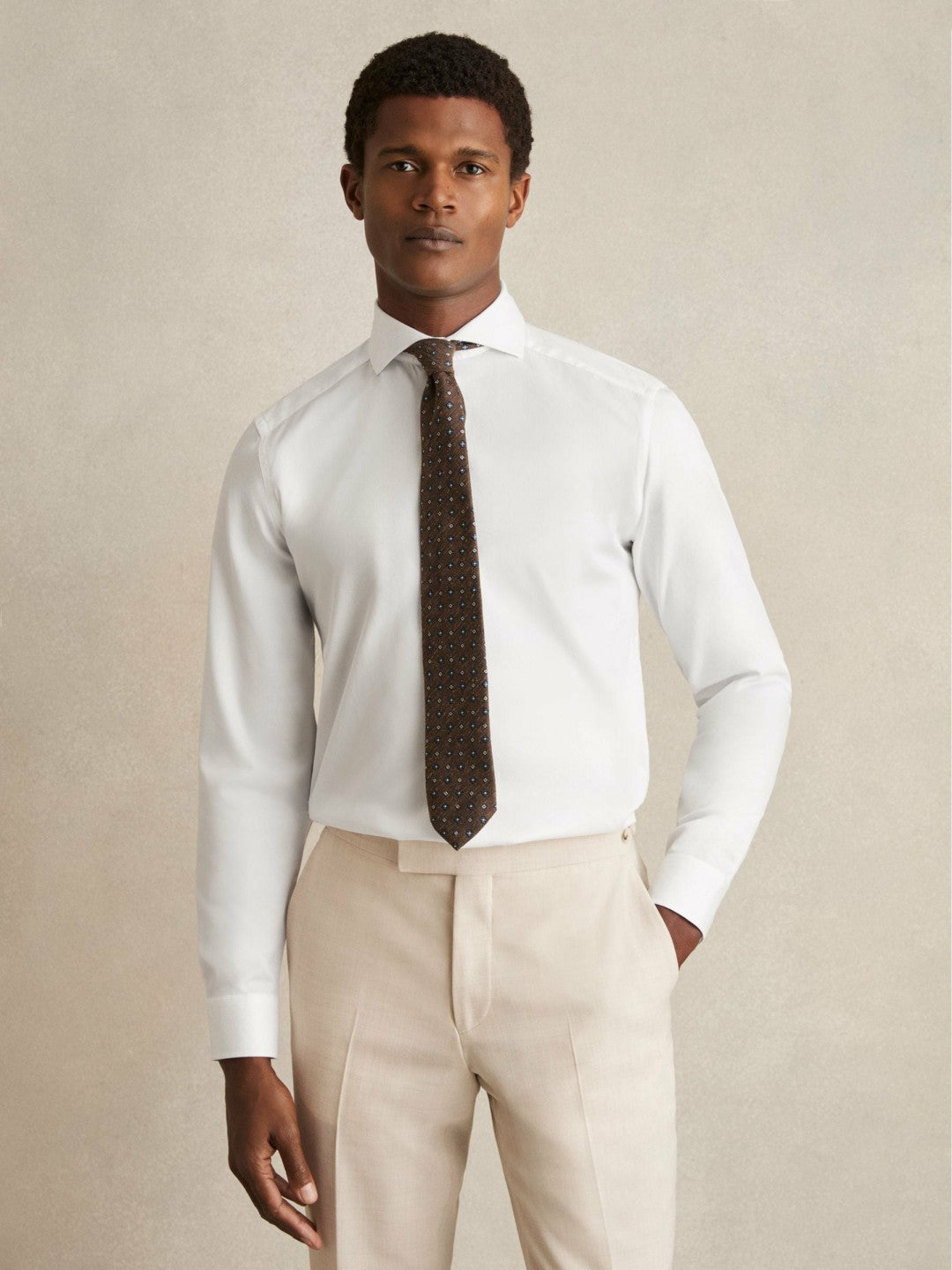 Reiss Slim Fit Cotton-Twill Two-Fold Shirt Slim-Fit in White