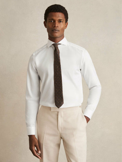 Reiss Slim Fit Cotton-Twill Two-Fold Shirt Slim-Fit in White