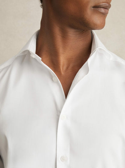 Reiss Slim Fit Cotton-Twill Two-Fold Shirt Slim-Fit in White