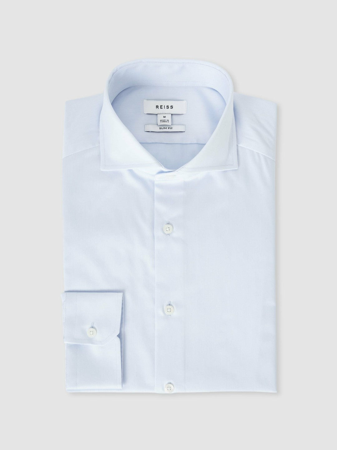 Reiss Slim Fit Cotton-Twill Two-Fold Shirt Slim-Fit in Soft Blue