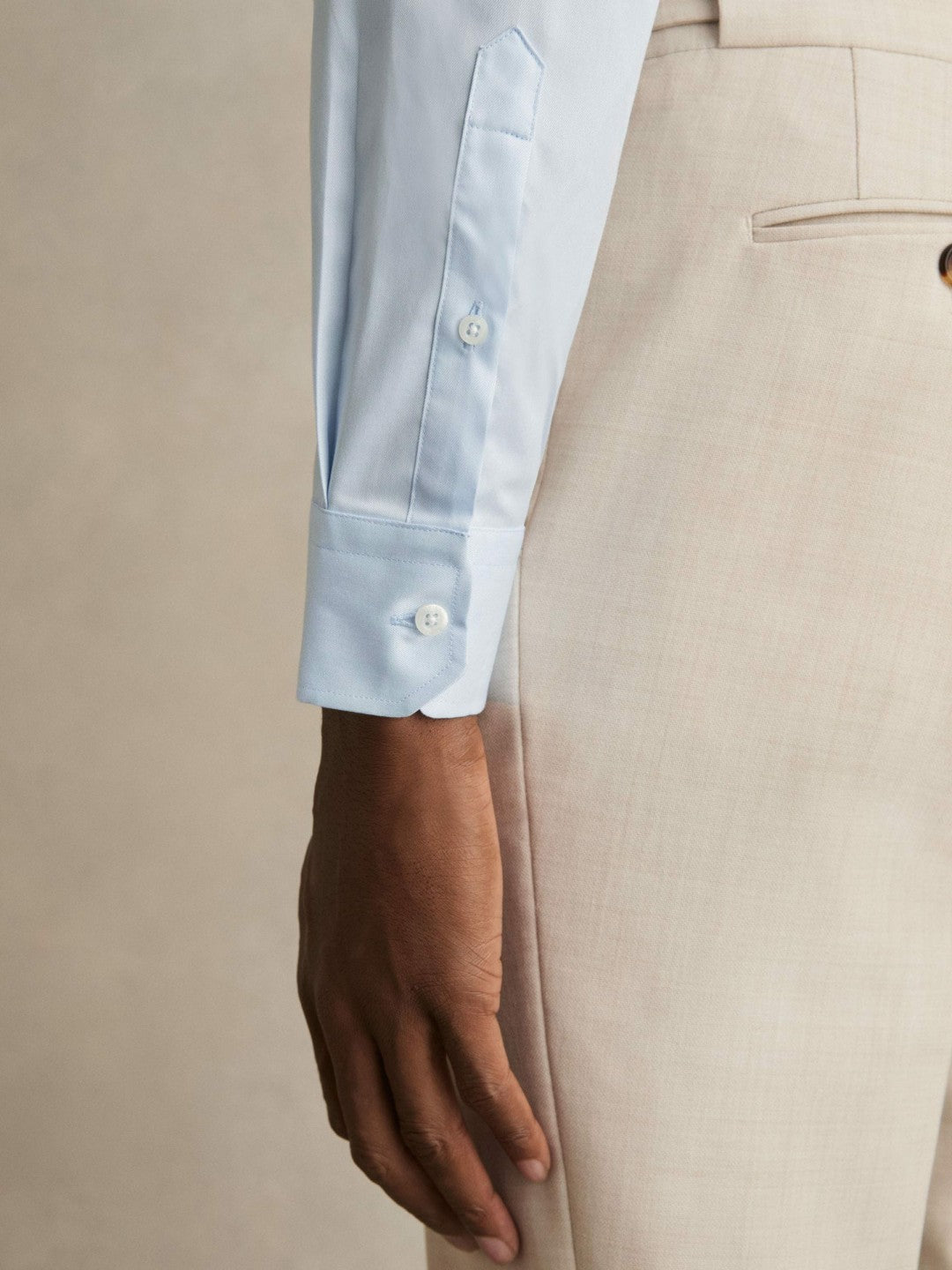 Reiss Slim Fit Cotton-Twill Two-Fold Shirt Slim-Fit in Soft Blue