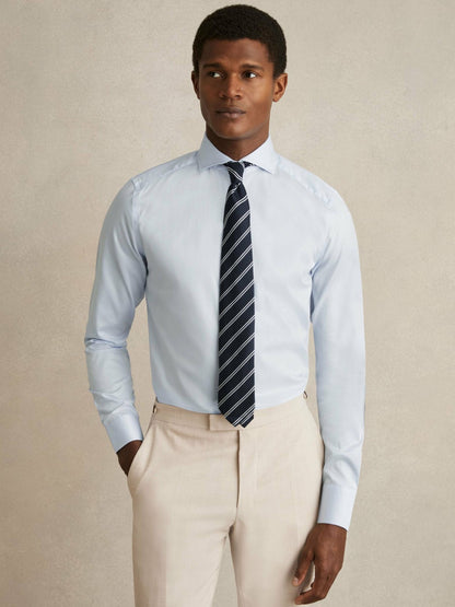 Reiss Slim Fit Cotton-Twill Two-Fold Shirt Slim-Fit in Soft Blue