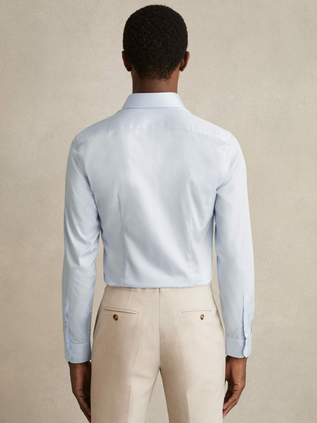 Reiss Slim Fit Cotton-Twill Two-Fold Shirt Slim-Fit in Soft Blue