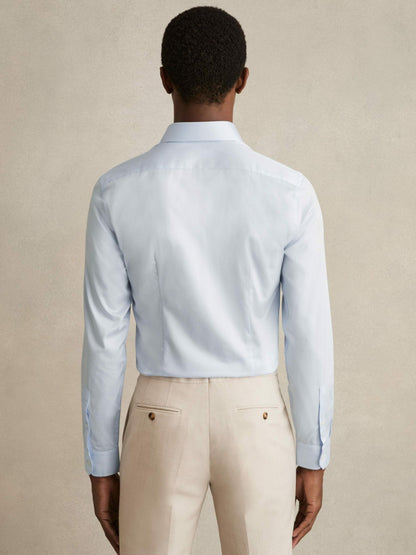 Reiss Slim Fit Cotton-Twill Two-Fold Shirt Slim-Fit in Soft Blue