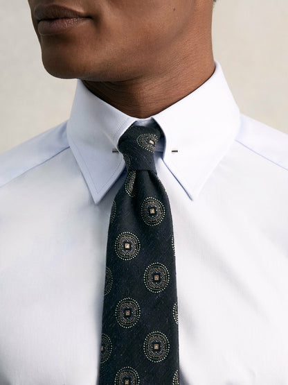 Reiss Slim Fit Cotton Pin Collar Shirt in Soft Blue