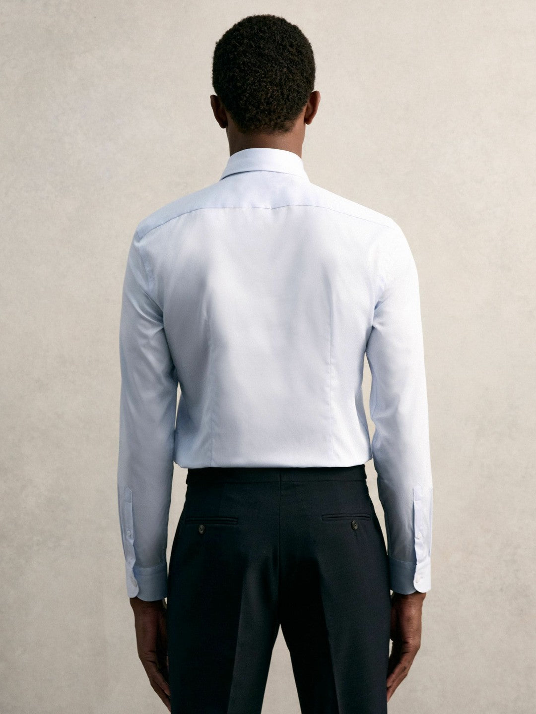Reiss Slim Fit Cotton Pin Collar Shirt in Soft Blue