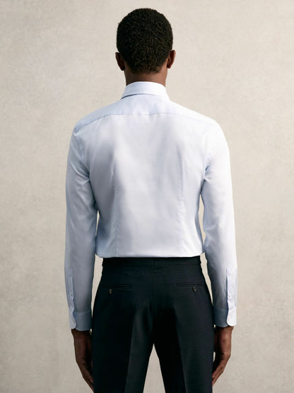 Reiss Slim Fit Cotton Pin Collar Shirt in Soft Blue