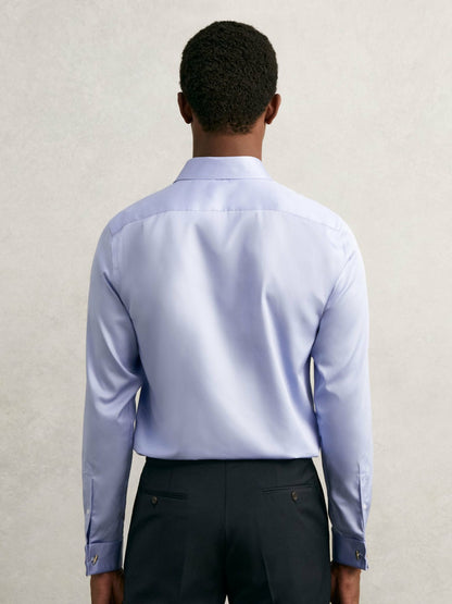 Reiss Regular Fit Slim-Fit Cotton-Sateen Shirt in Mid Blue