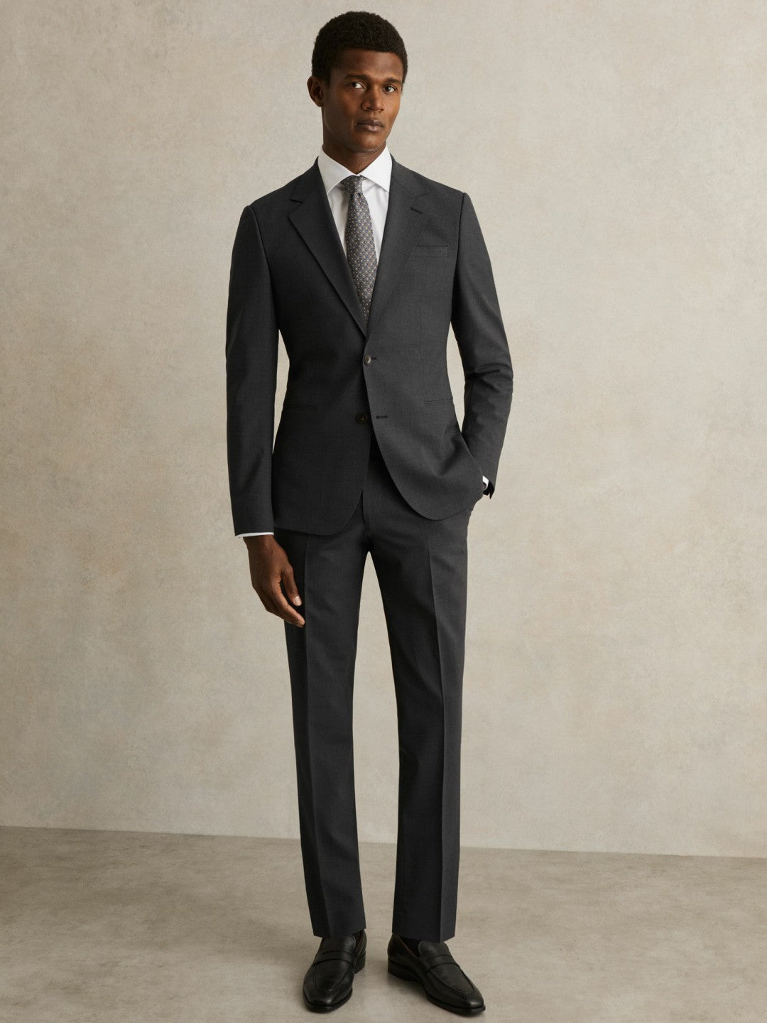 Reiss Wool-Blend Single-Breasted Suit Blazer Slim-Fit in Grey