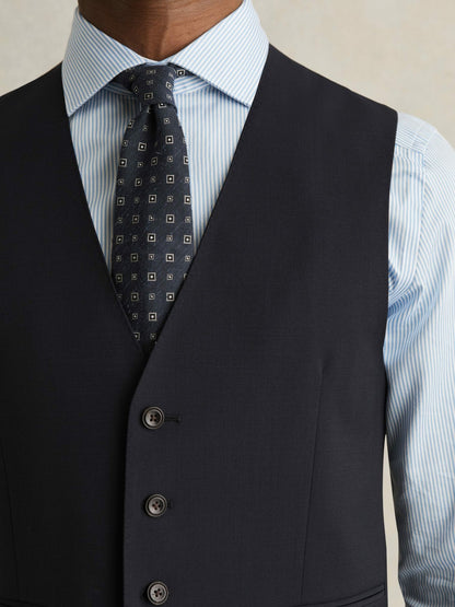 Reiss Wool-Blend Slim-Fit Waistcoat in Navy
