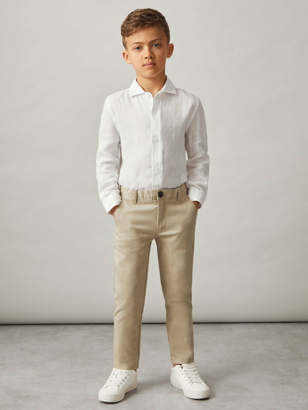 Reiss 9-13 yrs Slim Fit Casual Chinos in Stone