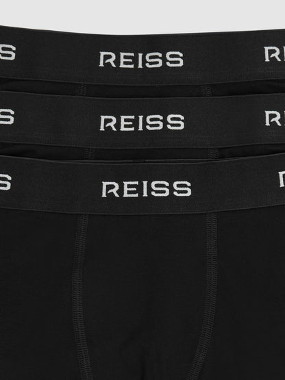 Reiss 13-14 yrs Stretch-Cotton Logo-Waistband Boxer Shorts 3 Pack in Black