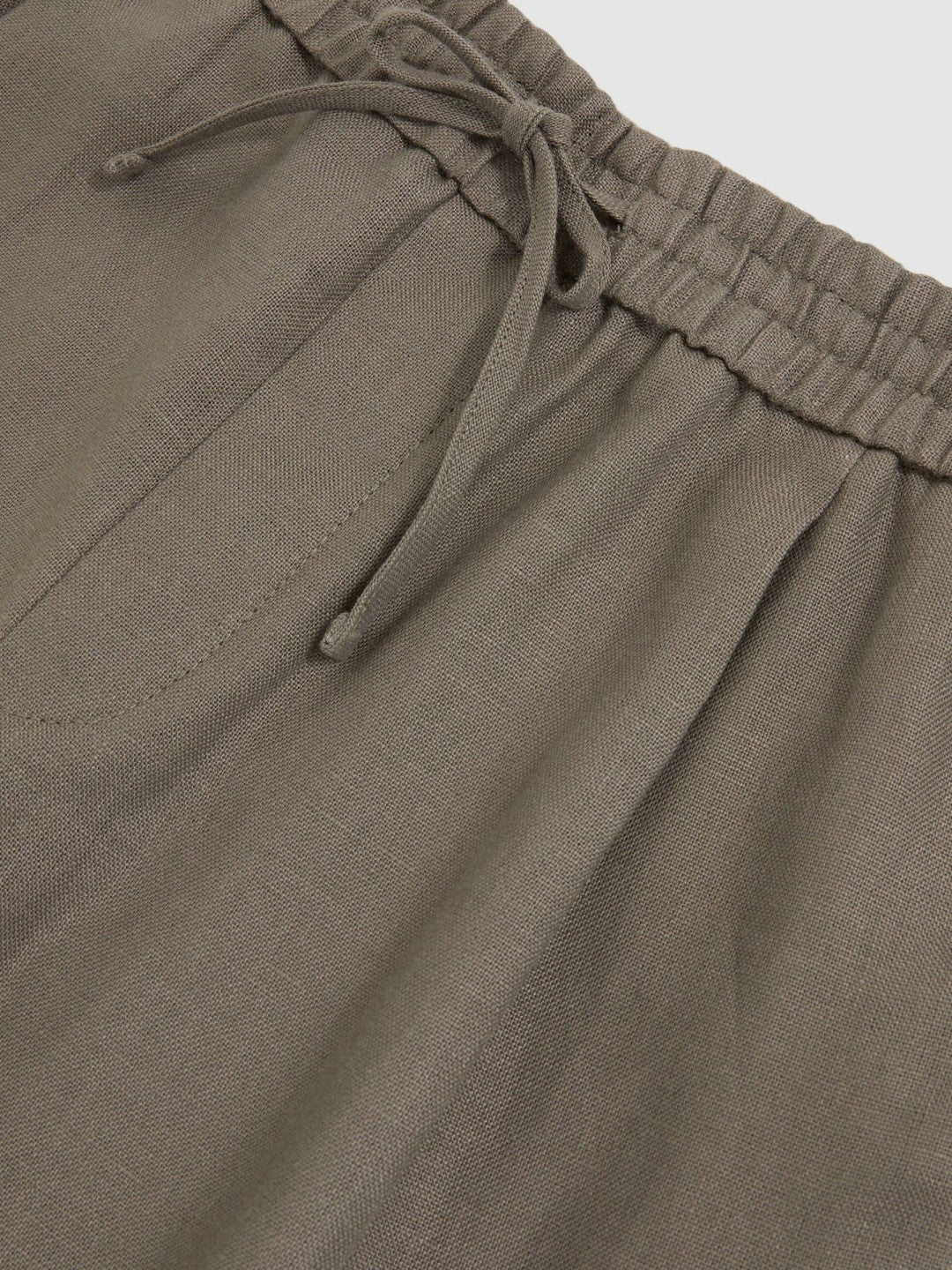 Reiss Linen Drawstring Shorts in Mushroom Brown